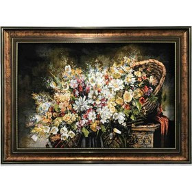 تصویر 4 از تابلو فرش طرح گل کلاسیک با رنگ آرام و ملایم مخصوص دکوراسین